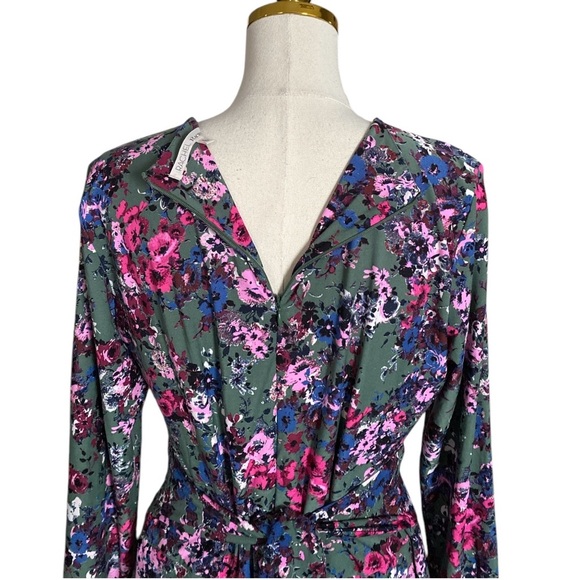 RACHEL ROY Surplice V-neck Floral Print Long Sleeve Belted Dress Womens Size XL - Picture 7 of 10